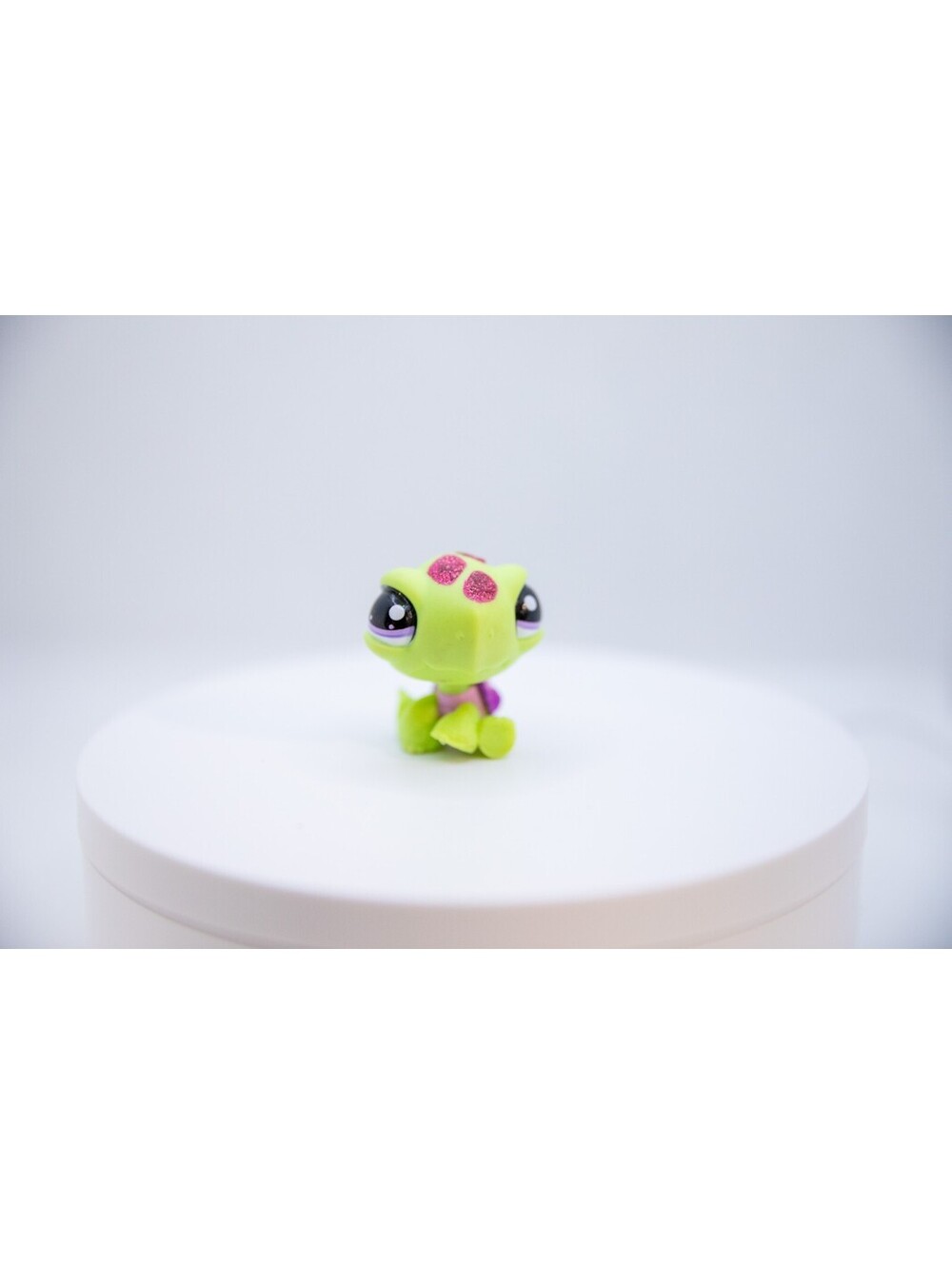Littlest Pet Shop Single Pink Glitter Green Turtle #2234 Purple Eyes & Shell LPS